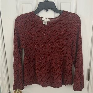 URBAN Romantics Red Peplum Long Sleeve Blouse